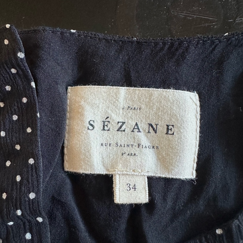 Sézane Black Silk Blend Ruffled Tiered Dress - Picture 8 of 8